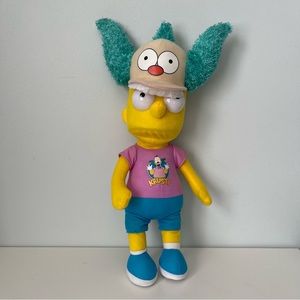The Simpsons Bart Simpson Krusty Clown Costume Hat Plush 17” Figure